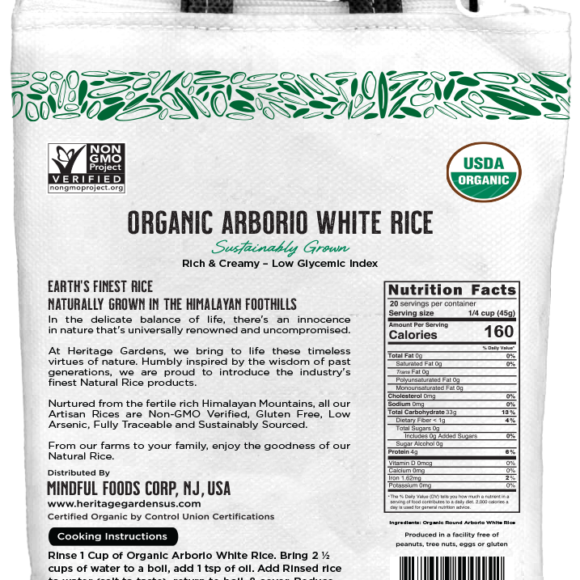 Heritage Bag Mock Organic Arborio White Rice Back 580x580
